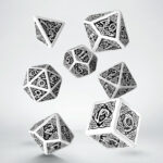 Buy Q Workshop: Celtic 3D Revised White & Black Dice Set (7) only at Bored Game Company.