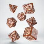 Buy Q Workshop: Steampunk Clockwork Caramel & White Dice Set (7) only at Bored Game Company.